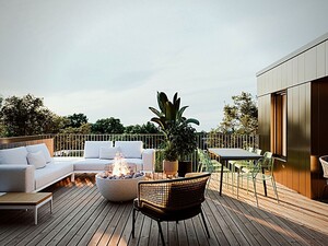 Grace condominiums rooftop terrace with fireplace