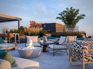 Rooftop terrace with fireplace