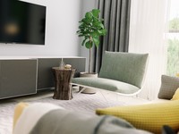 Salon avec une télévision et une plante