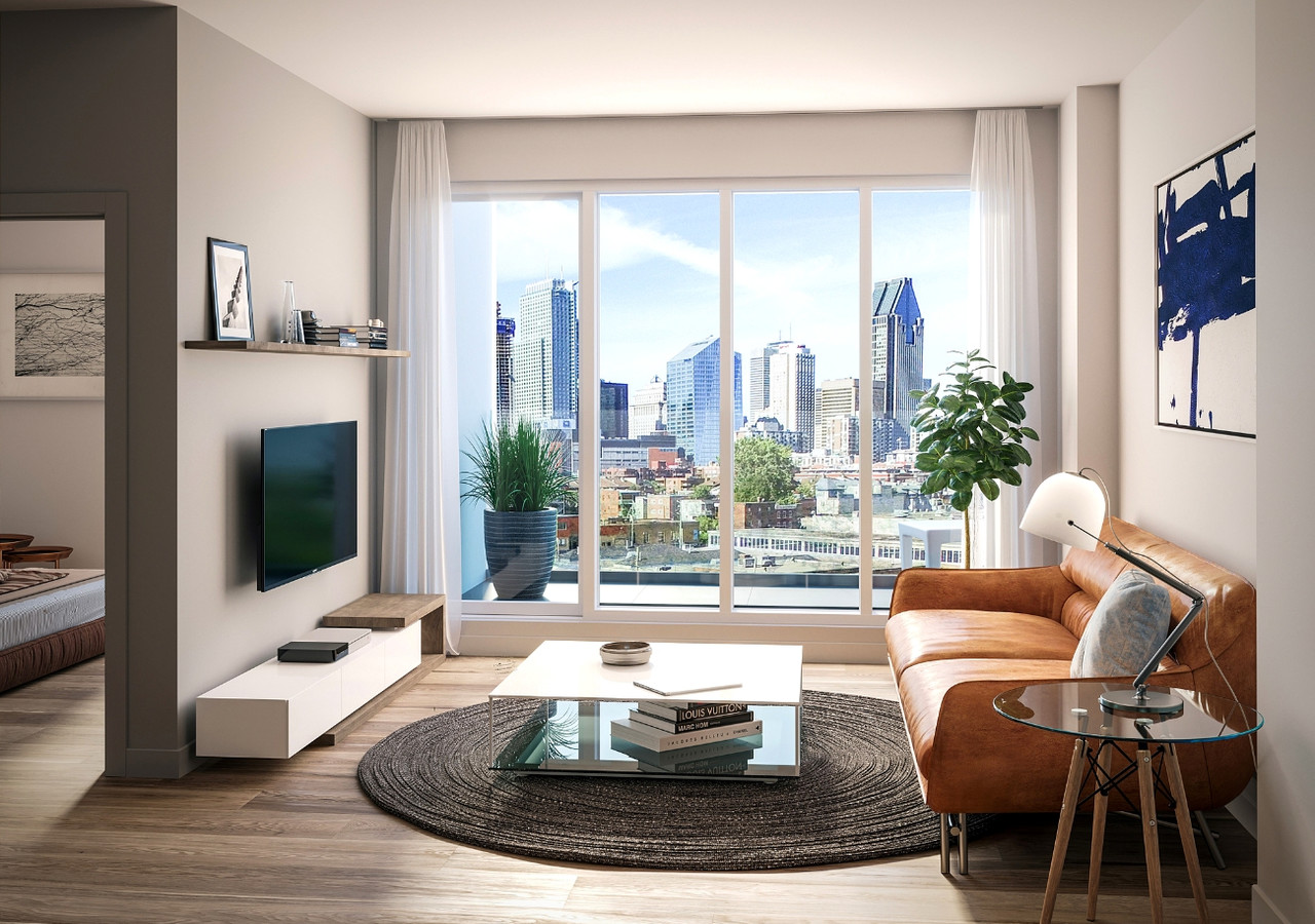 Will + Rich a living room with view of the city