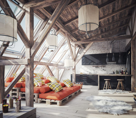 terrasse style loft avec des palettes